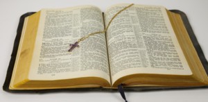 Open Bible with cross