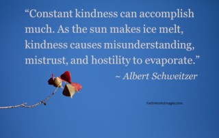 "Constant kindness can accomplish much. As the sun makes ice melt, kindness causes misunderstanding, mistrust, and hostility to evaporate." ~ Albert Schweitzer