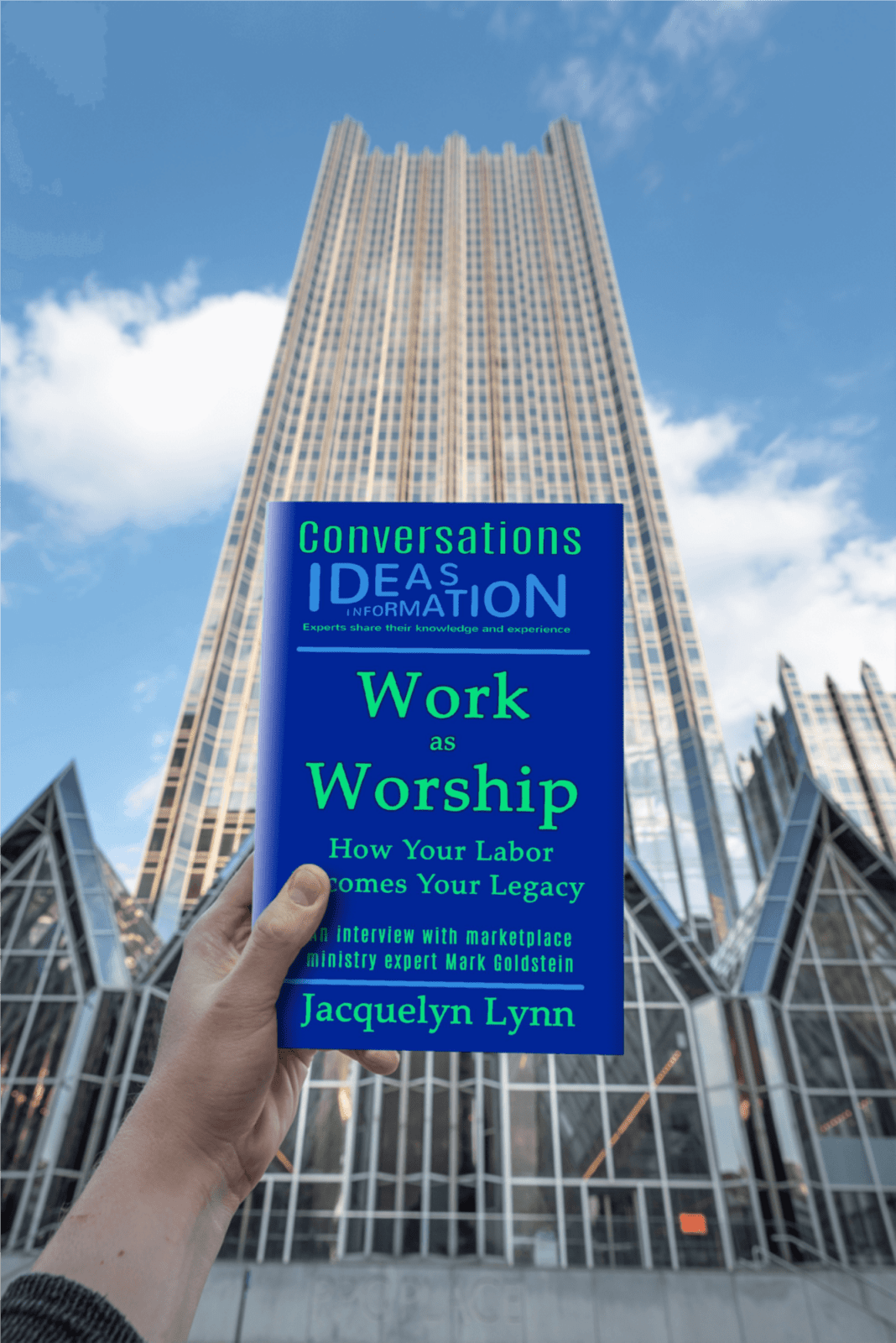 Work as Worship (book) in front of a building