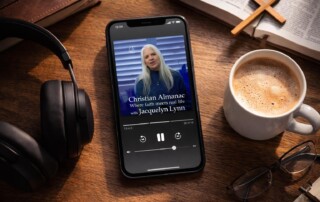 Christian Almanac podcast on a cell phone
